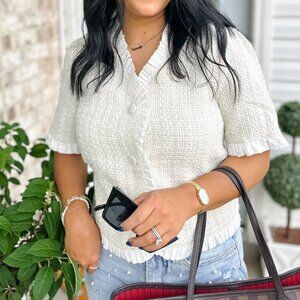 Fate White tweed short sleeve top